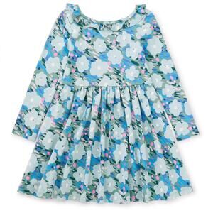 Tea Collection Ruffle Collar Ballet Dress Skater Blue Floral Monet Garden sz 14